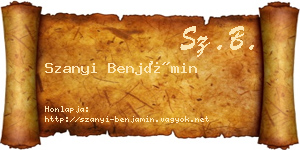 Szanyi Benjámin névjegykártya